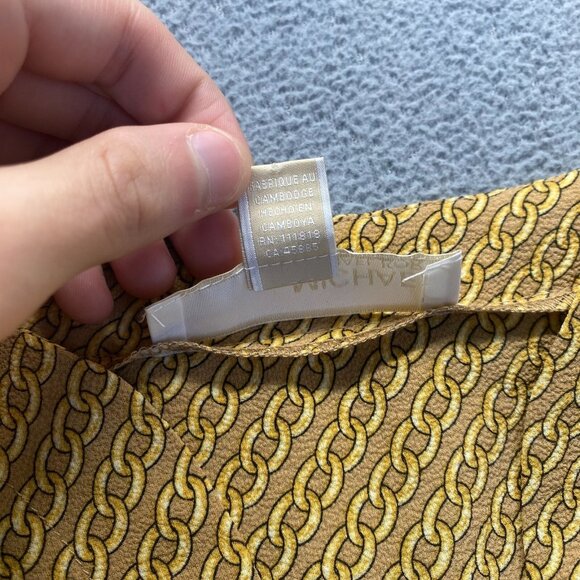 Michael by Michael Kors Dark Camel Chain Blouse Women's Sz XL Bow-ties‎ Sleeves - Picture 9 of 10